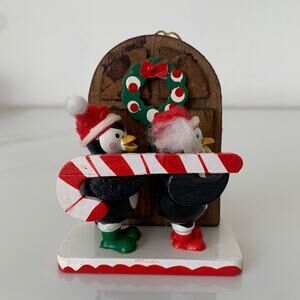 Vintage Wood Penguin Ornament